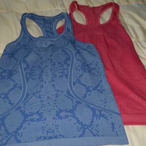 Pink and blue swiftly tanks